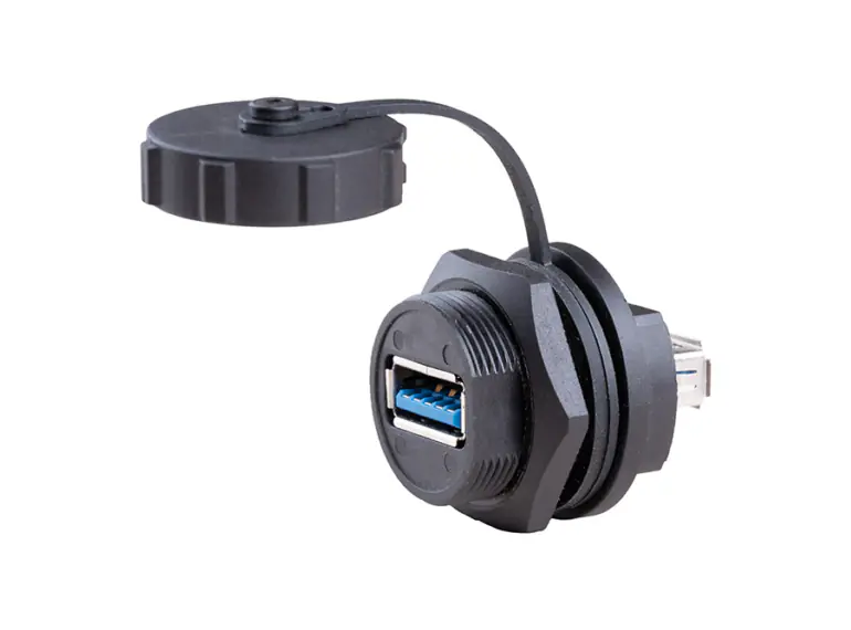 USB DUAL PORT FEMALE CONNECTOR DIA 22.5 MM