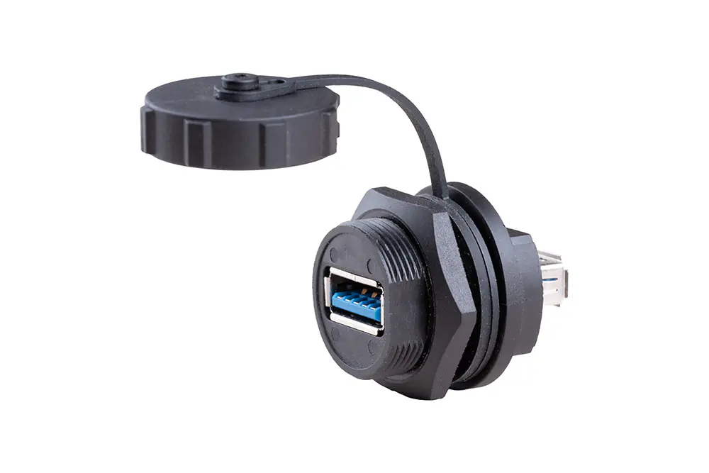 USB DUAL PORT FEMALE CONNECTOR DIA 22.5 MM