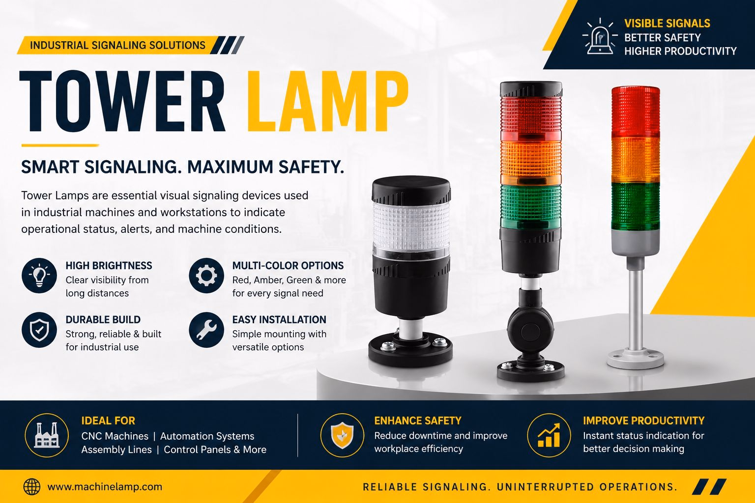 Tower Lamp: Complete Guide to Standard, Foldable & 3 in 1 Tower Lamps for Industrial Automation 11 Tower Lamp